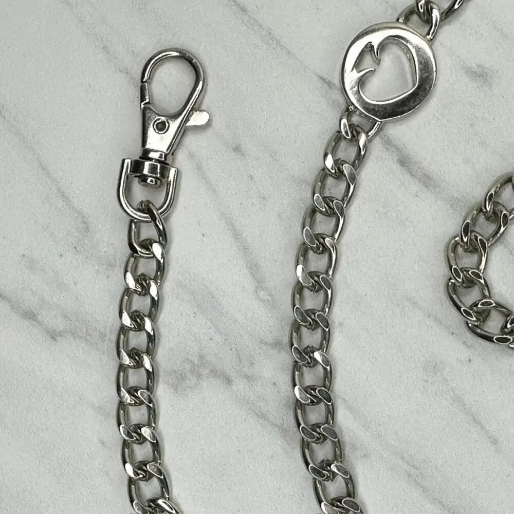 Kate Spade Silver Tone Curb Chain Spade Logo Charm Station Belt One Size (OS) ✨